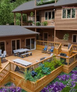 Sàn Gỗ Ngoài Trời SG1 - Sàn Deck Nhiều Cấp Bồn Cây Gỗ, Gỗ Thông