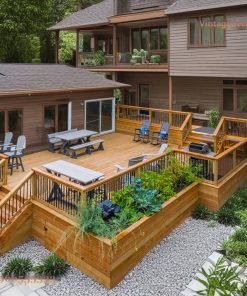 Sàn Gỗ Ngoài Trời SG1 - Sàn Deck Nhiều Cấp Bồn Cây Gỗ, Gỗ Thông