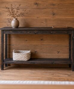 Bàn Console Gỗ Thông NT28 - Mặt Hẹp Chân Thanh Kệ Thấp Lối Vào, Gỗ Thông Màu Gỗ Cháy