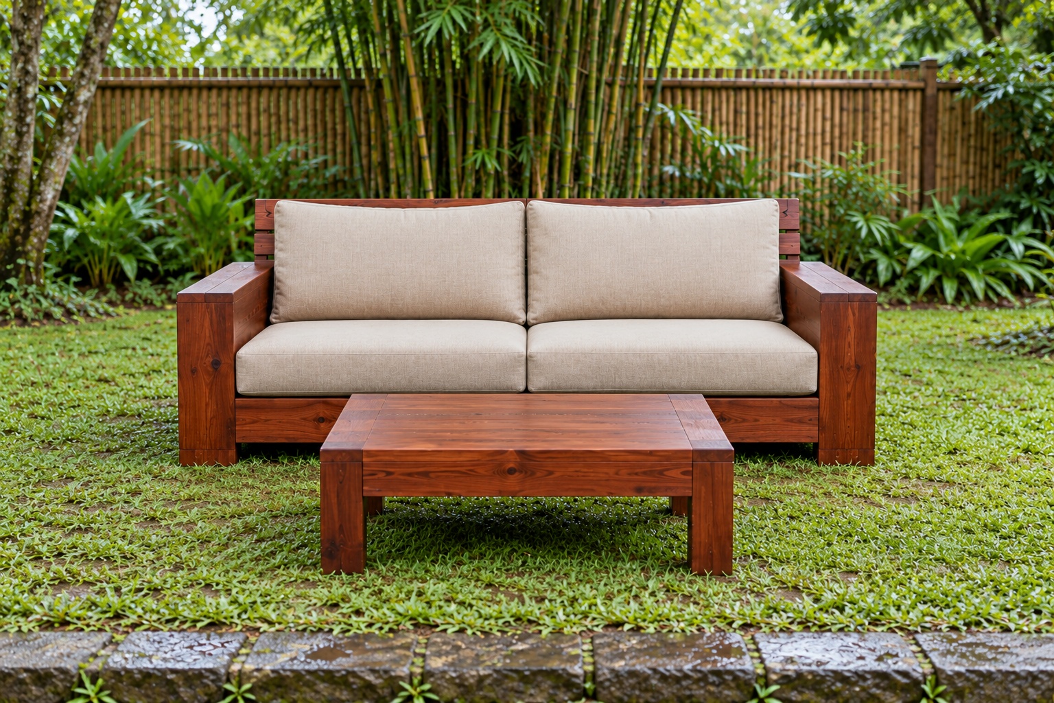 Bàn Ghế Sân Vườn BG29 - Bộ Sofa Thấp Hai Chỗ Bàn Trà Vuông, Gỗ Thông Bàn Ghế Sân Vườn BG29 - Bộ Sofa Thấp Hai Chỗ Bàn Trà Vuông, Gỗ Thông