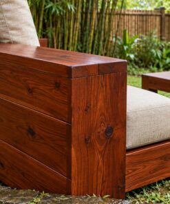 Bàn Ghế Sân Vườn BG29 - Bộ Sofa Thấp Hai Chỗ Bàn Trà Vuông, Gỗ Thông
