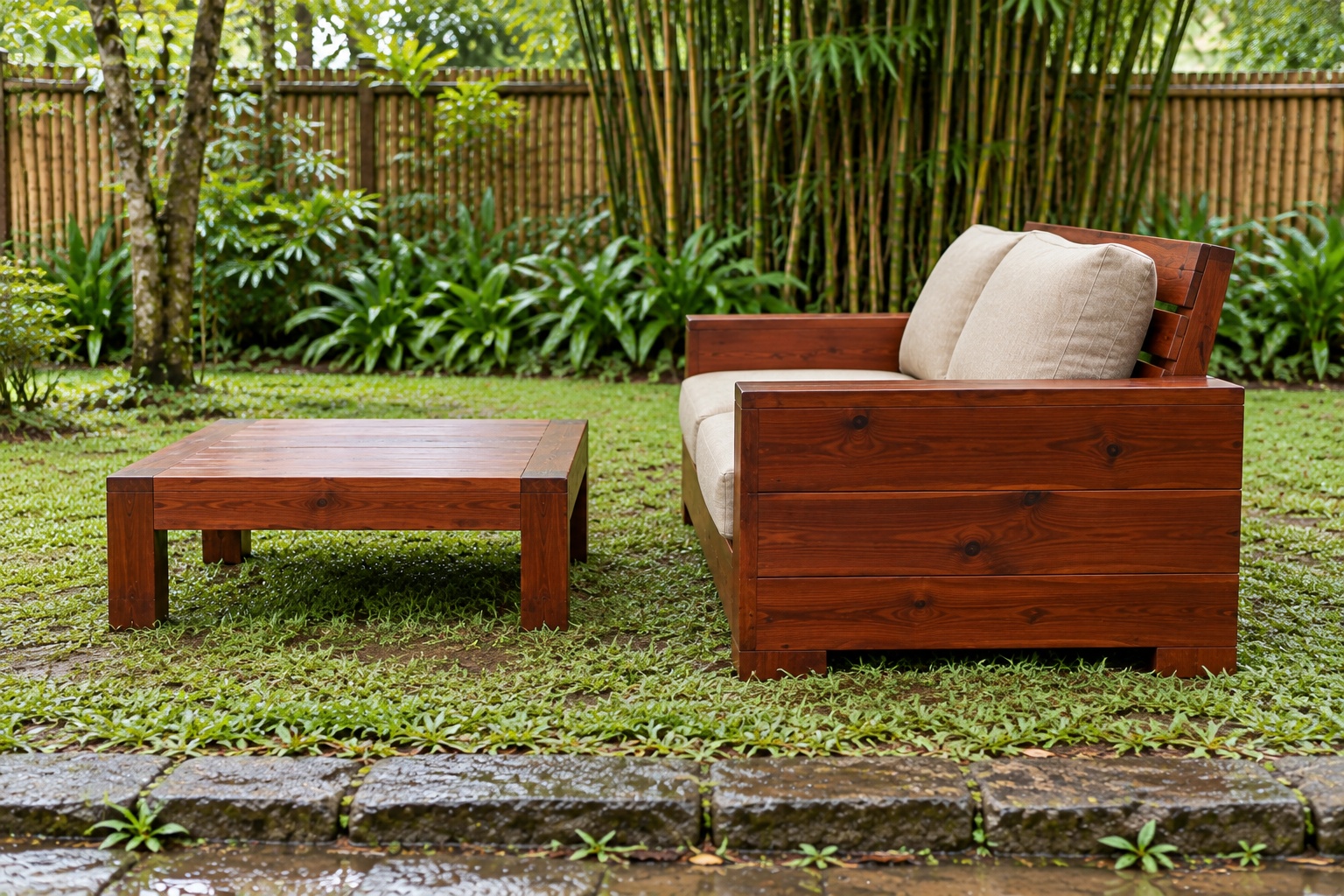 Bàn Ghế Sân Vườn BG29 - Bộ Sofa Thấp Hai Chỗ Bàn Trà Vuông, Gỗ Thông Bàn Ghế Sân Vườn BG29 - Bộ Sofa Thấp Hai Chỗ Bàn Trà Vuông, Gỗ Thông