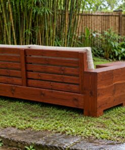 Bàn Ghế Sân Vườn BG29 - Bộ Sofa Thấp Hai Chỗ Bàn Trà Vuông, Gỗ Thông