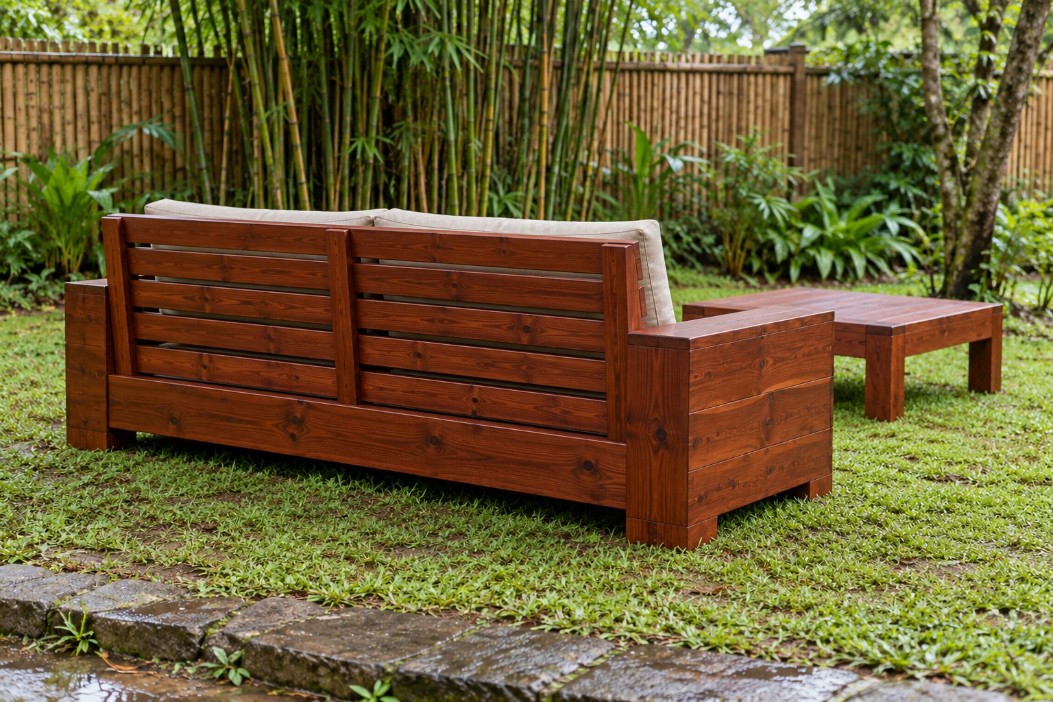 Bàn Ghế Sân Vườn BG29 - Bộ Sofa Thấp Hai Chỗ Bàn Trà Vuông, Gỗ Thông Bàn Ghế Sân Vườn BG29 - Bộ Sofa Thấp Hai Chỗ Bàn Trà Vuông, Gỗ Thông