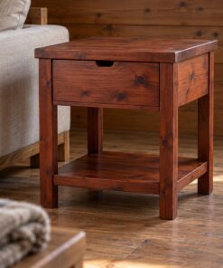 Bàn Gỗ Thông NT11 - Bàn Góc Sofa Vuông Có Ngăn Kéo, Gỗ Thông