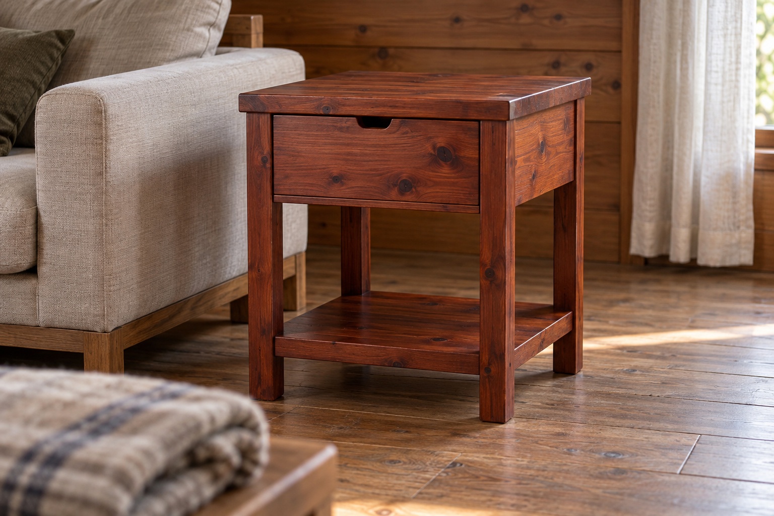 Bàn Gỗ Thông NT11 - Bàn Góc Sofa Vuông Có Ngăn Kéo, Gỗ Thông Bàn Gỗ Thông NT11 - Bàn Góc Sofa Vuông Có Ngăn Kéo, Gỗ Thông