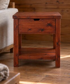 Bàn Gỗ Thông NT11 - Bàn Góc Sofa Vuông Có Ngăn Kéo, Gỗ Thông