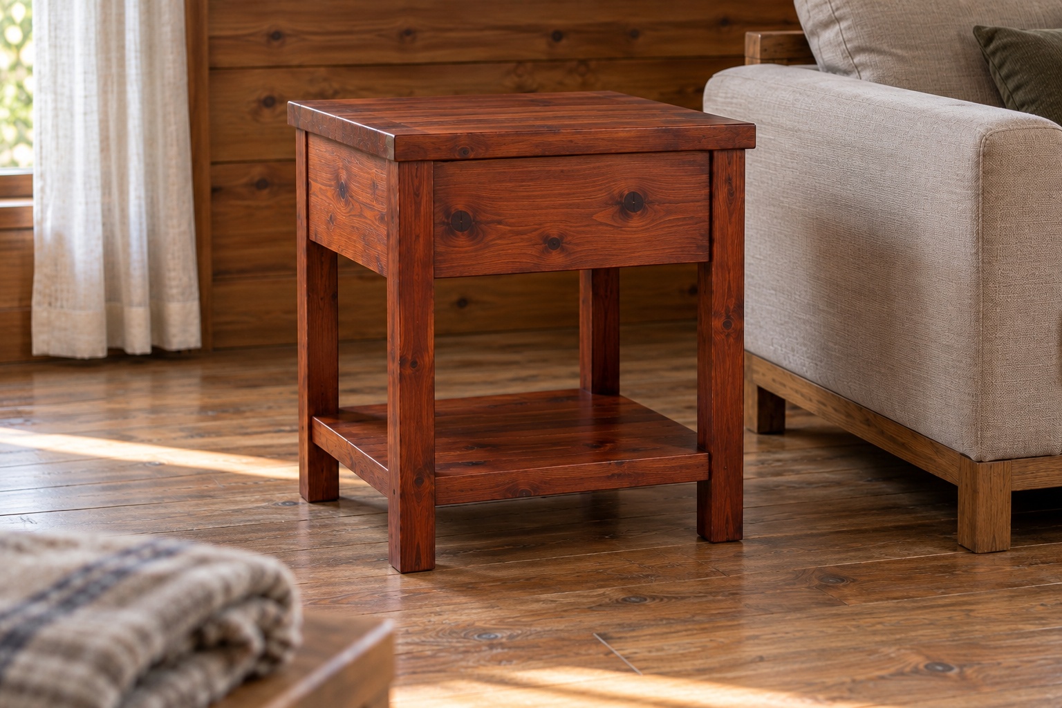 Bàn Gỗ Thông NT11 - Bàn Góc Sofa Vuông Có Ngăn Kéo, Gỗ Thông Bàn Gỗ Thông NT11 - Bàn Góc Sofa Vuông Có Ngăn Kéo, Gỗ Thông
