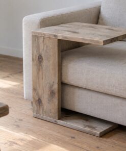 Bàn Gỗ Thông NT36 - Cạnh Sofa Chữ C Mặt Vươn Qua Đệm Ngồi, Gỗ Thông Màu Vintage
