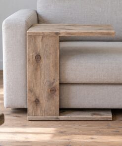 Bàn Gỗ Thông NT36 - Cạnh Sofa Chữ C Mặt Vươn Qua Đệm Ngồi, Gỗ Thông Màu Vintage
