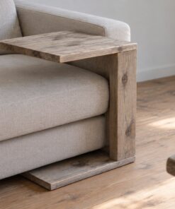 Bàn Gỗ Thông NT36 - Cạnh Sofa Chữ C Mặt Vươn Qua Đệm Ngồi, Gỗ Thông Màu Vintage