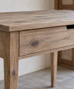 Bàn Làm Việc Gỗ Thông NT45 - Phòng Ngủ Một Ngăn Kéo Chân Thon, Gỗ Thông Màu Vintage