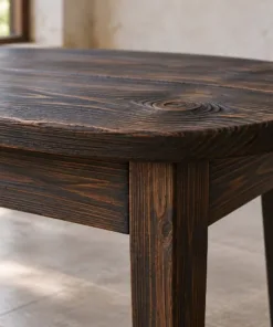 Bàn Trà Gỗ Thông NT55 - Mặt Bầu Dục Chân Vuông Thon, Gỗ Thông Màu Gỗ Cháy