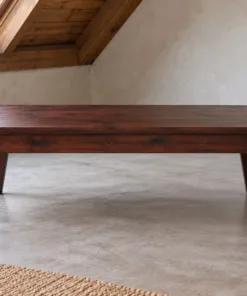 Bàn Trà Gỗ Thông NT65 - Chân Vát Chéo Xòe Ra Bốn Góc, Gỗ Thông Màu Nâu Cánh Gián