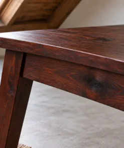 Bàn Trà Gỗ Thông NT65 - Chân Vát Chéo Xòe Ra Bốn Góc, Gỗ Thông Màu Nâu Cánh Gián