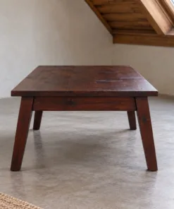 Bàn Trà Gỗ Thông NT65 - Chân Vát Chéo Xòe Ra Bốn Góc, Gỗ Thông Màu Nâu Cánh Gián
