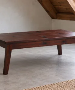 Bàn Trà Gỗ Thông NT65 - Chân Vát Chéo Xòe Ra Bốn Góc, Gỗ Thông Màu Nâu Cánh Gián