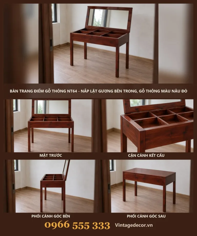 Bàn Trang Điểm Gỗ Thông NT64