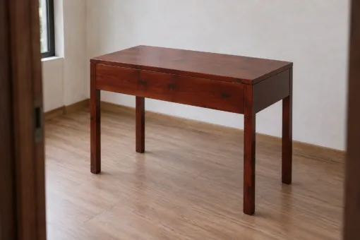 Bàn Trang Điểm Gỗ Thông NT64 - Nắp Lật Gương Bên Trong, Gỗ Thông Màu Nâu Đỏ