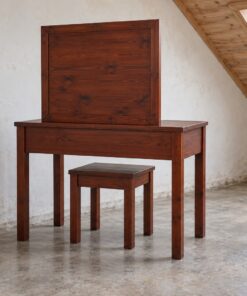 Bàn Trang Điểm Gỗ Thông NT9 - Gương Khung Gỗ Ngăn Kéo Ngang, Gỗ Thông