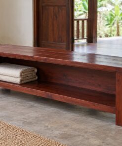 Băng Ghế Đầu Giường Gỗ Thông NT10 - Hộc Mở Dưới Mặt Ngồi, Gỗ Thông