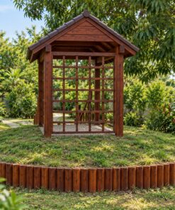 Chòi Gỗ Sân Vườn CK2 - Mái Đầu Hồi Vách Lưới Bậc Thang Gỗ, Gỗ Thông