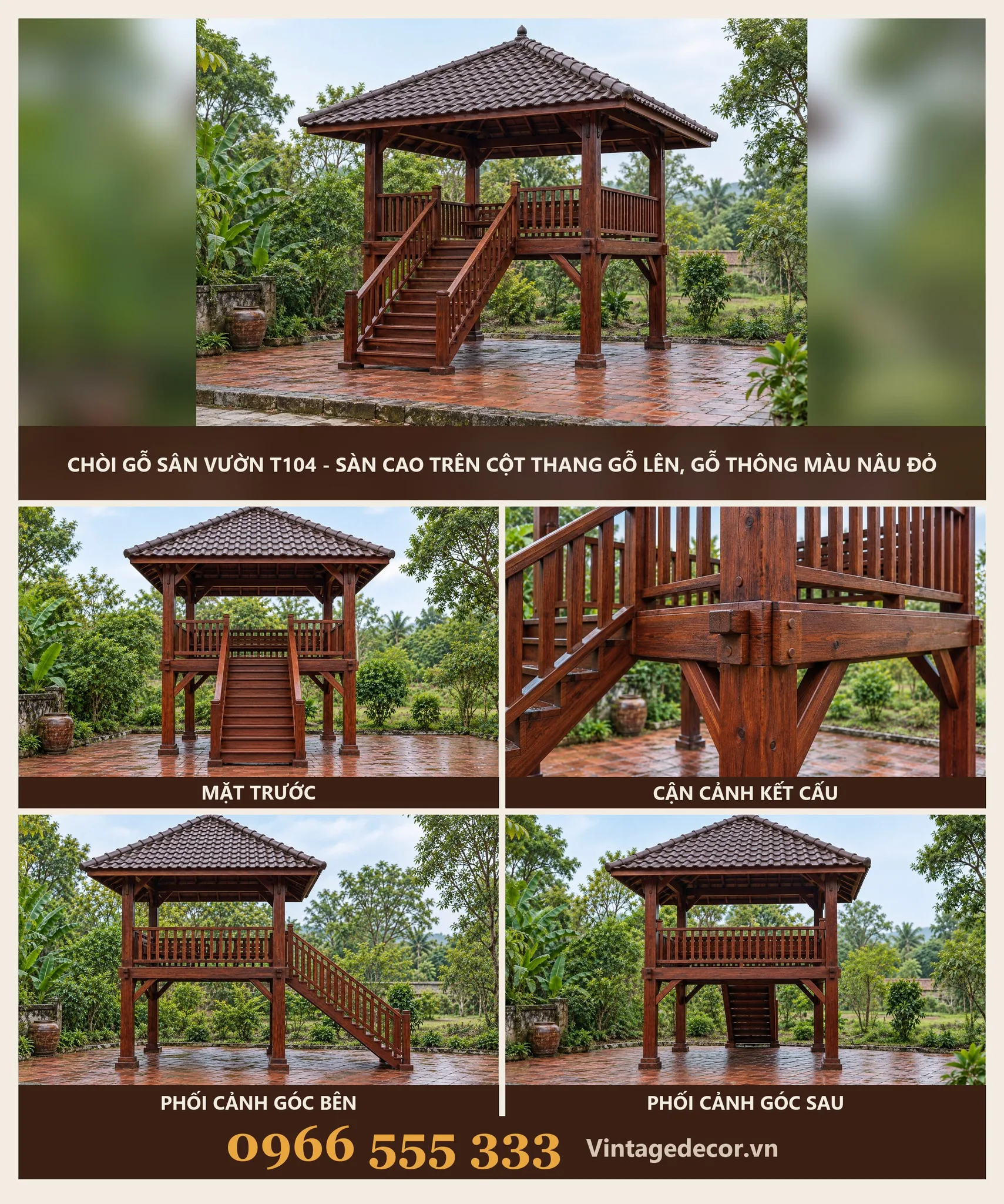 Chòi Gỗ T104 Sàn Cao Trên Cột