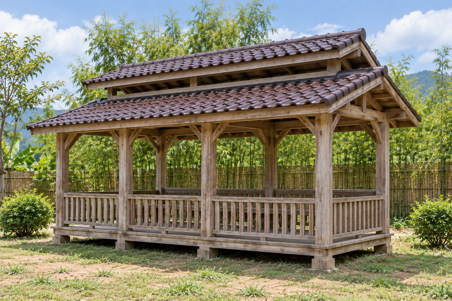 Chòi Gỗ Sân Vườn T106 - Hai Mái Lệch Có Khe Lấy Gió Giữa, Gỗ Thông Màu Vintage Chòi Gỗ Sân Vườn T106 - Hai Mái Lệch Có Khe Lấy Gió Giữa, Gỗ Thông Màu Vintage
