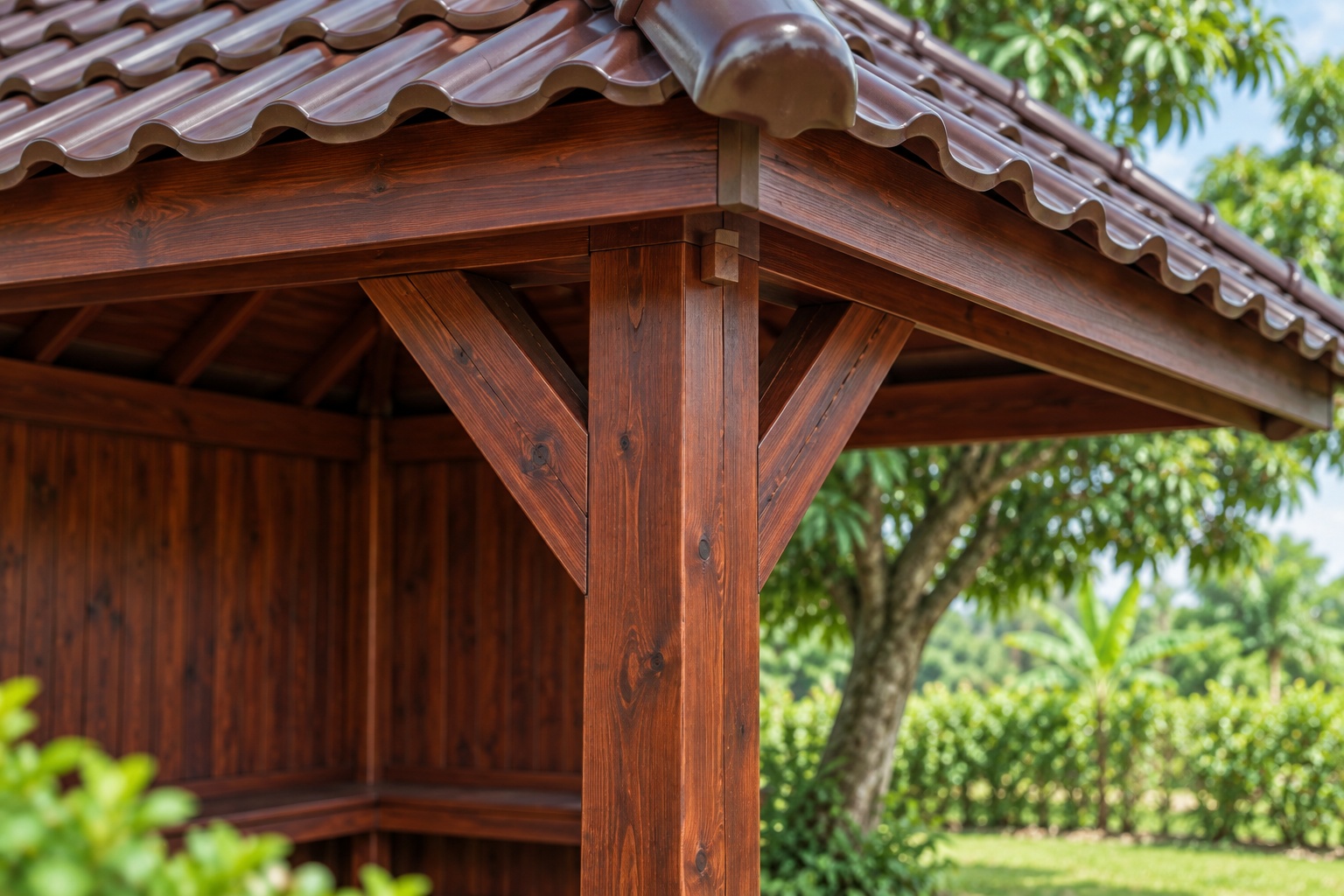 Chòi Gỗ Sân Vườn T112 - Góc Vườn Hai Mặt Vách Kín Hai Mặt Mở, Gỗ Thông Màu Nâu Đỏ Chòi Gỗ Sân Vườn T112 - Góc Vườn Hai Mặt Vách Kín Hai Mặt Mở, Gỗ Thông Màu Nâu Đỏ