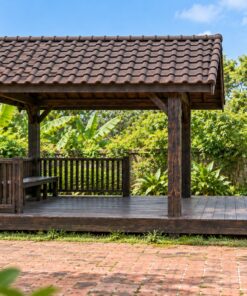 Chòi Gỗ Sân Vườn T115 - Chữ Nhật Sàn Trước Lộ Thiên Rộng, Gỗ Thông Màu Gỗ Cháy