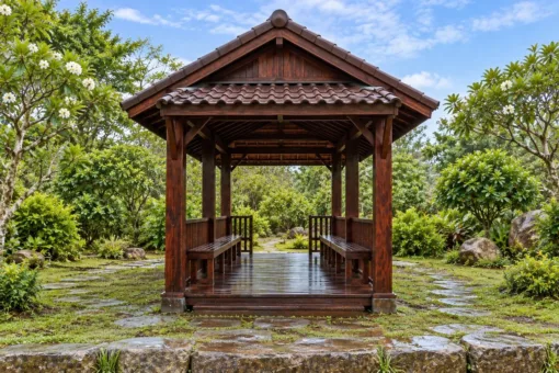 Chòi Gỗ Sân Vườn T119 - Chữ Nhật Mái Hai Dốc Mái Phụ Che Hai Đầu Hồi, Gỗ Thông Màu Nâu Cánh Gián Chòi Gỗ Sân Vườn T119 - Chữ Nhật Mái Hai Dốc Mái Phụ Che Hai Đầu Hồi, Gỗ Thông Màu Nâu Cánh Gián
