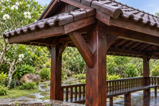 Chòi Gỗ Sân Vườn T119 - Chữ Nhật Mái Hai Dốc Mái Phụ Che Hai Đầu Hồi, Gỗ Thông Màu Nâu Cánh Gián Chòi Gỗ Sân Vườn T119 - Chữ Nhật Mái Hai Dốc Mái Phụ Che Hai Đầu Hồi, Gỗ Thông Màu Nâu Cánh Gián
