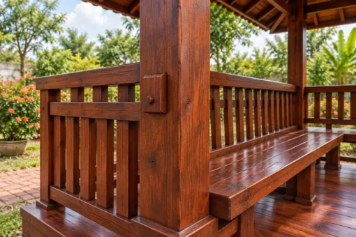 Chòi Gỗ Sân Vườn T121 - Mặt Bằng Chữ L Hai Cánh Mái Gặp Góc, Gỗ Thông Màu Nâu Đỏ Chòi Gỗ Sân Vườn T121 - Mặt Bằng Chữ L Hai Cánh Mái Gặp Góc, Gỗ Thông Màu Nâu Đỏ