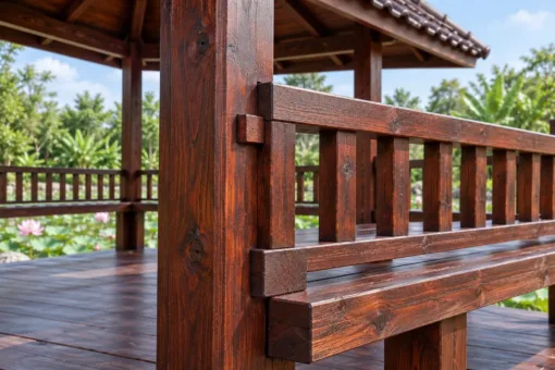 Chòi Gỗ Sân Vườn T122 - Ngũ Giác Năm Cột Mái Chóp, Gỗ Thông Màu Nâu Cánh Gián Chòi Gỗ Sân Vườn T122 - Ngũ Giác Năm Cột Mái Chóp, Gỗ Thông Màu Nâu Cánh Gián