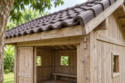 Chòi Gỗ Sân Vườn T123 - Ba Mặt Vách Ván Mặt Trước Cửa Lùa Mở, Gỗ Thông Màu Vintage Chòi Gỗ Sân Vườn T123 - Ba Mặt Vách Ván Mặt Trước Cửa Lùa Mở, Gỗ Thông Màu Vintage