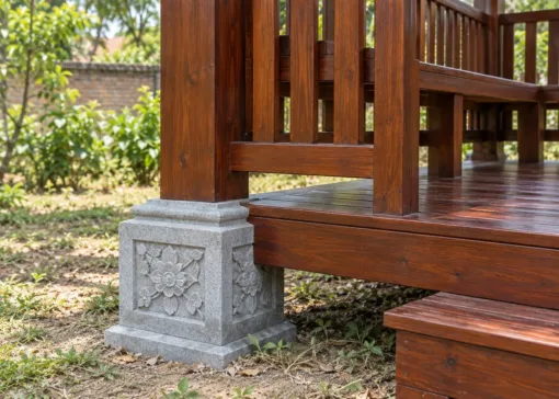 Chòi Gỗ Sân Vườn T131 - Cột Gỗ Đặt Trên Chân Tảng Đá, Gỗ Thông Màu Nâu Đỏ Chòi Gỗ Sân Vườn T131 - Cột Gỗ Đặt Trên Chân Tảng Đá, Gỗ Thông Màu Nâu Đỏ