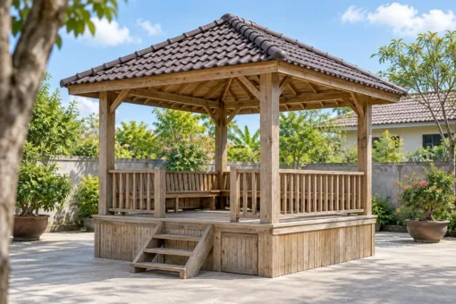 Chòi Gỗ Sân Vườn T133 - Gầm Sàn Quây Ván Có Cửa Chứa Đồ, Gỗ Thông Màu Vintage Chòi Gỗ Sân Vườn T133 - Gầm Sàn Quây Ván Có Cửa Chứa Đồ, Gỗ Thông Màu Vintage