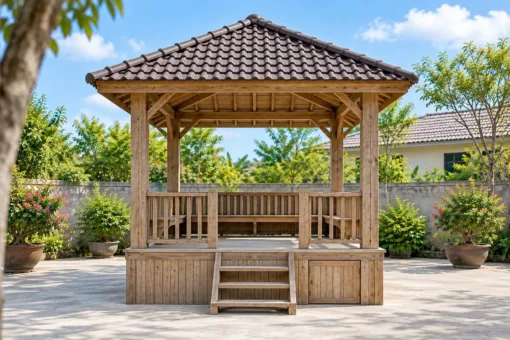 Chòi Gỗ Sân Vườn T133 - Gầm Sàn Quây Ván Có Cửa Chứa Đồ, Gỗ Thông Màu Vintage Chòi Gỗ Sân Vườn T133 - Gầm Sàn Quây Ván Có Cửa Chứa Đồ, Gỗ Thông Màu Vintage