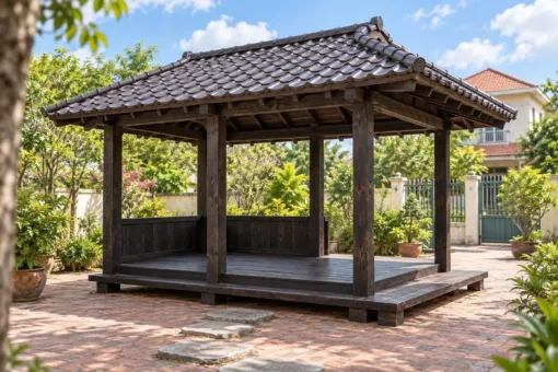 Chòi Gỗ Sân Vườn T138 - Hiên Engawa Bao Hai Mặt Không Lan Can, Gỗ Thông Màu Gỗ Cháy Chòi Gỗ Sân Vườn T138 - Hiên Engawa Bao Hai Mặt Không Lan Can, Gỗ Thông Màu Gỗ Cháy