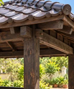 Chòi Gỗ Sân Vườn T138 - Hiên Engawa Bao Hai Mặt Không Lan Can, Gỗ Thông Màu Gỗ Cháy