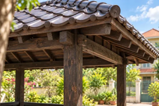 Chòi Gỗ Sân Vườn T138 - Hiên Engawa Bao Hai Mặt Không Lan Can, Gỗ Thông Màu Gỗ Cháy Chòi Gỗ Sân Vườn T138 - Hiên Engawa Bao Hai Mặt Không Lan Can, Gỗ Thông Màu Gỗ Cháy