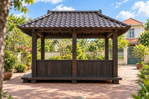 Chòi Gỗ Sân Vườn T138 - Hiên Engawa Bao Hai Mặt Không Lan Can, Gỗ Thông Màu Gỗ Cháy Chòi Gỗ Sân Vườn T138 - Hiên Engawa Bao Hai Mặt Không Lan Can, Gỗ Thông Màu Gỗ Cháy