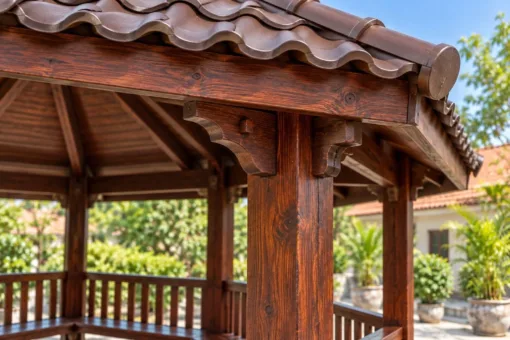 Chòi Gỗ Sân Vườn T140 - Lục Giác Hai Lối Vào Đối Diện, Gỗ Thông Màu Nâu Cánh Gián Chòi Gỗ Sân Vườn T140 - Lục Giác Hai Lối Vào Đối Diện, Gỗ Thông Màu Nâu Cánh Gián