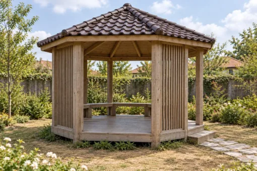 Chòi Gỗ Sân Vườn T141 - Bát Giác Vách Song Xen Kẽ Mặt Mở, Gỗ Thông Màu Vintage Chòi Gỗ Sân Vườn T141 - Bát Giác Vách Song Xen Kẽ Mặt Mở, Gỗ Thông Màu Vintage
