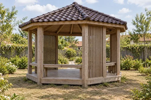 Chòi Gỗ Sân Vườn T141 - Bát Giác Vách Song Xen Kẽ Mặt Mở, Gỗ Thông Màu Vintage Chòi Gỗ Sân Vườn T141 - Bát Giác Vách Song Xen Kẽ Mặt Mở, Gỗ Thông Màu Vintage