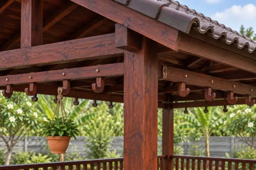 Chòi Gỗ Sân Vườn T147 - Chữ Nhật Giá Treo Chậu Dọc Xà, Gỗ Thông Màu Nâu Đỏ Chòi Gỗ Sân Vườn T147 - Chữ Nhật Giá Treo Chậu Dọc Xà, Gỗ Thông Màu Nâu Đỏ