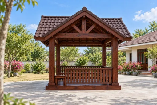 Chòi Gỗ Sân Vườn T148 - Vuông Mái Bốn Đầu Hồi Chữ Thập, Gỗ Thông Màu Nâu Cánh Gián Chòi Gỗ Sân Vườn T148 - Vuông Mái Bốn Đầu Hồi Chữ Thập, Gỗ Thông Màu Nâu Cánh Gián