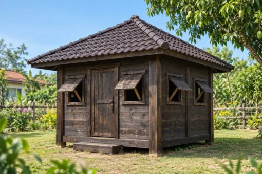 Chòi Gỗ Sân Vườn T150 - Bốn Mặt Vách Ván Cửa Sổ Cánh Chống, Gỗ Thông Màu Gỗ Cháy Chòi Gỗ Sân Vườn T150 - Bốn Mặt Vách Ván Cửa Sổ Cánh Chống, Gỗ Thông Màu Gỗ Cháy
