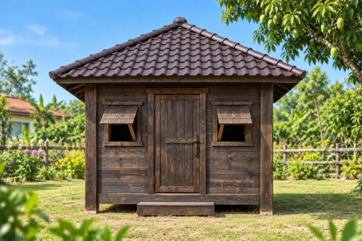 Chòi Gỗ Sân Vườn T150 - Bốn Mặt Vách Ván Cửa Sổ Cánh Chống, Gỗ Thông Màu Gỗ Cháy Chòi Gỗ Sân Vườn T150 - Bốn Mặt Vách Ván Cửa Sổ Cánh Chống, Gỗ Thông Màu Gỗ Cháy