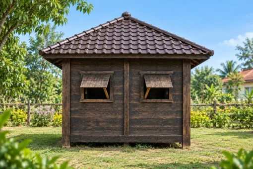 Chòi Gỗ Sân Vườn T150 - Bốn Mặt Vách Ván Cửa Sổ Cánh Chống, Gỗ Thông Màu Gỗ Cháy Chòi Gỗ Sân Vườn T150 - Bốn Mặt Vách Ván Cửa Sổ Cánh Chống, Gỗ Thông Màu Gỗ Cháy